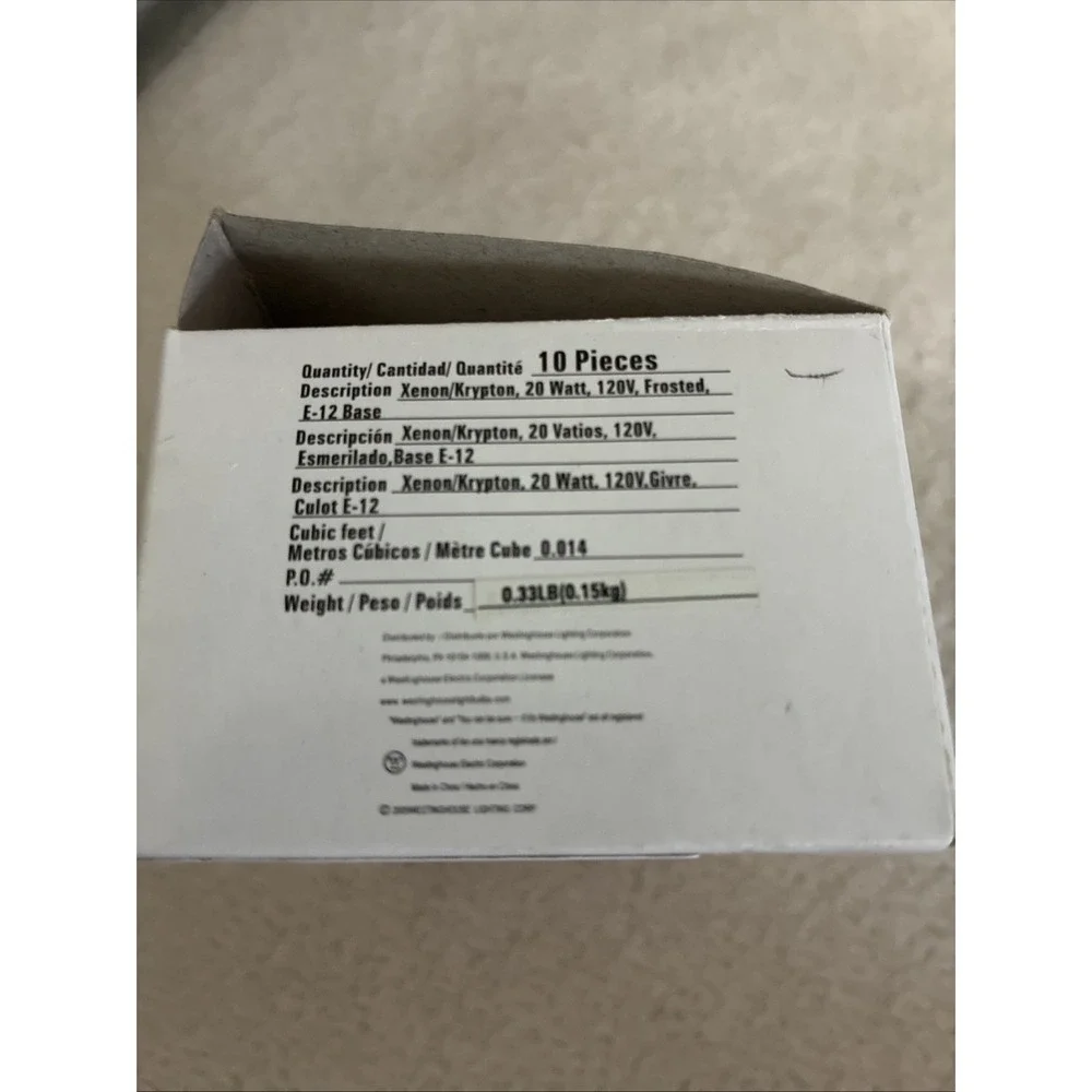10 Westinghouse Xenon Krypton Light Bulb 20W 120V E12 Candelabra Base Frosted